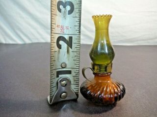 Vintage Amber Miniature 2.  5 " Oil Hurricane Lamp Perfume Bottle Dollhouse Avon?