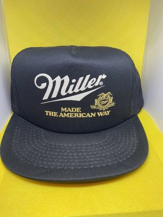 Miller Made The American Way Vintage Black Snap Back/truckers Baseball Cap