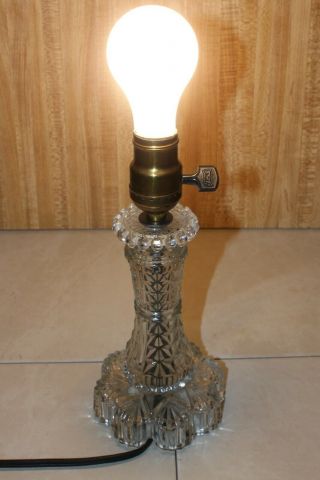 Vintage Clear Cut Glass Table Vanity Lamp Brass Hardware 13 