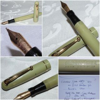 Vintage Swan Mabie Todd Fountain Pen 3172 - Green - 14k Gold Med Flex Restored