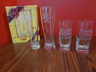 Miller Beer Shine Snowflake,  Jack Daniels Whiskey Glasses Set Of 4 Fast S/h