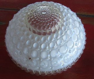 Vintage White/clear Glass Ceiling Fixture Light Cover Shade 3 Hole 10 "