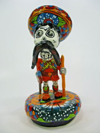 8 " Talavera Catrina Colorful Ceramic,  Mexican Pottery,  Day Of The Dead Figure