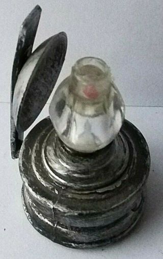 Vintage Miniature Oil Lamp Or Candle With Reflector,  Tiny Table Model,  Dollhouse