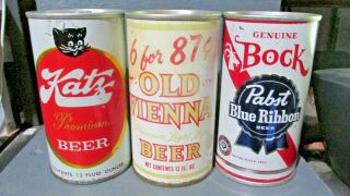 Katz_ Old Vienna_ P.  B.  R.  Bock_ Steel Beer Cans - [read Description] -