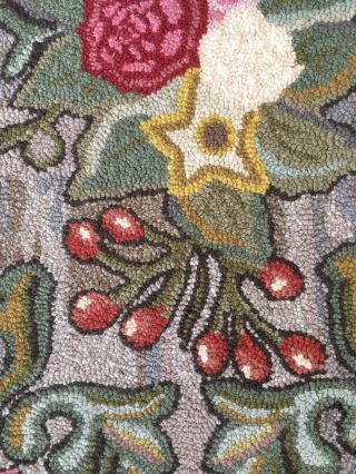 Vintage Claire Murray hand hooked wool rug Floral 23 X 36 3