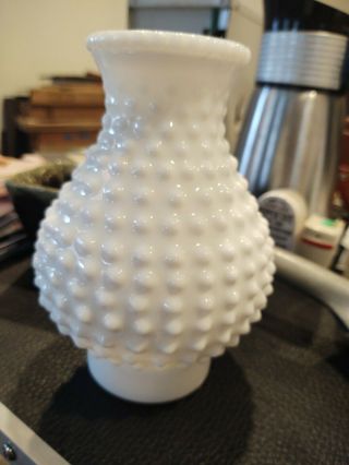 Vintage White Hobnail Milk Glass Hurricane Lamp Shade Globe Chimney