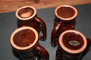 Set Of 4 Vintage 60 ' s JAPAN Tiki Mug Red Clay Ceramic Hawaiian Barware 2