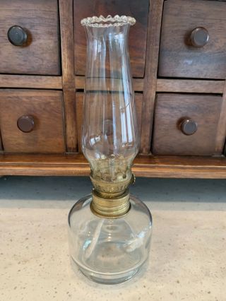Vintage Small Clear Glass Oil Kerosene Lamp