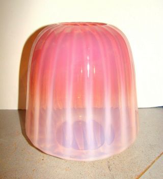 Victorian Pink Opalescent Glass Rib Optic Lamp Shade