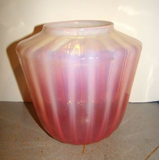 Victorian Pink Opalescent Glass Rib Optic Lamp Shade 2