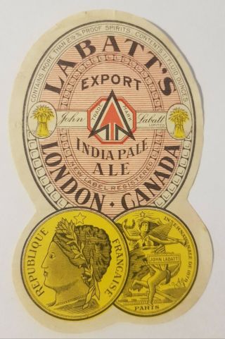 Old Beer Label From Canada/labatt 