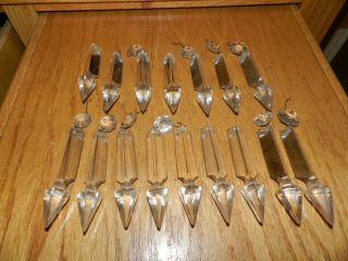 Set Of 16 Triangle Antique Crystal Glass Spears Prisms For Chandeliers Lamps