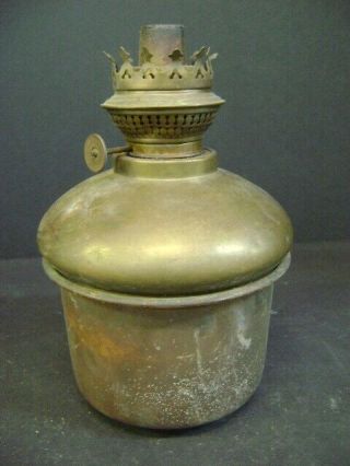 Unusual Antique Brass And Glass 5 " Oil Font & Cup For Gwtw,  Banquet Lamp