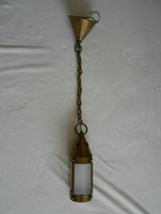 Antique 1900 ' S ARTS AND CRAFTS MISSION Hammered Hall Light Fixture Part 2