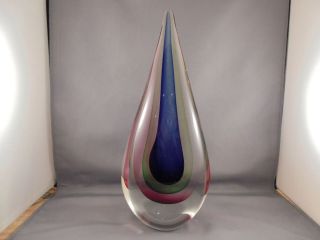 Vintage Flavio Poli Seguso Sommerso Murano Glass Teardrop Sculpture 11 "