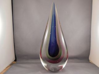 VIntage Flavio Poli Seguso Sommerso Murano Glass Teardrop Sculpture 11 