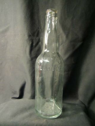 Vintage Blatz Embossed Clear Glass Beer Bottle -