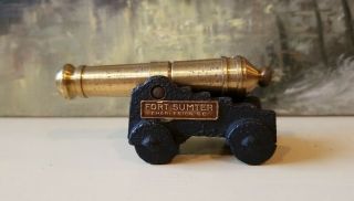 Vintage Collectible Brass/cast Iron Mini Cannon Fort Sumter Charleston,  Sc