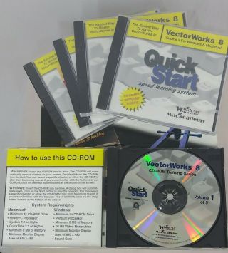 Vintage Vectorworks 8 Learning Software,  Upgrade Cad Discs,  Manuel.