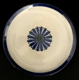 2 Vintage El Palomar Mexico Guadalajara Blue Flower Pottery Plates Ken Edwards