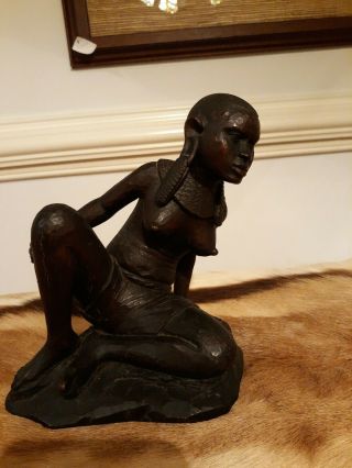 Vintage African Hand Carved Wooden Statue (teak Wood)