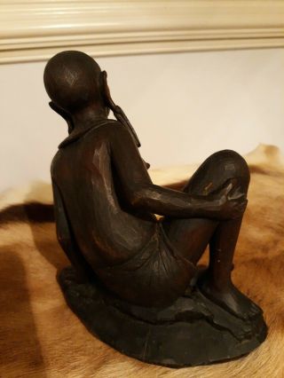 Vintage AFRICAN Hand Carved Wooden Statue (Teak Wood) 3
