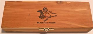 Vintage Blackfeet Indian Cedar Wooden Box With 12 Pencils