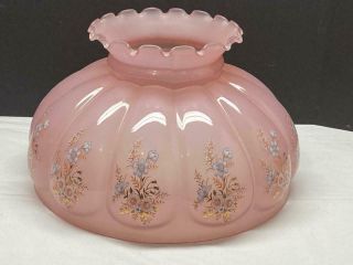 Large Pink Glass Lamp Shade Hurricane Gwtw Flowers Replacement 13 - 3/4 " Fitter