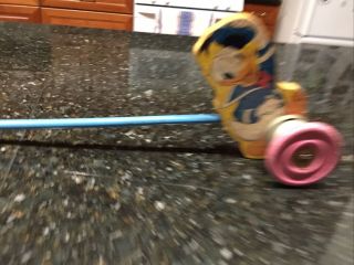 Vintage Gong Bell Mfg.  Donald Duck Push/pull Toy
