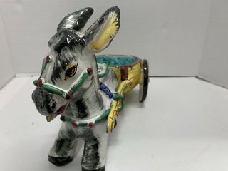 Vintage Donkey Cart Planter Ceramic Mid - Century Italy Signed 14” Long 3