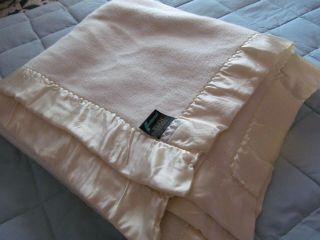Vtg Fieldcrest Touch of Class FULL/QUEEN Thermal Acrylic Blanket USA Ivory Satin 2