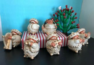 Mexican Folk Art Ceramic Pottery Mariachi Band Figure 7pieces.