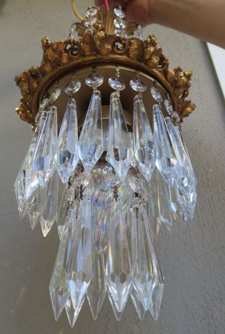 lamp waterfall Hanging Swag Brass Spelter Chandelier crystal prism grape design 3