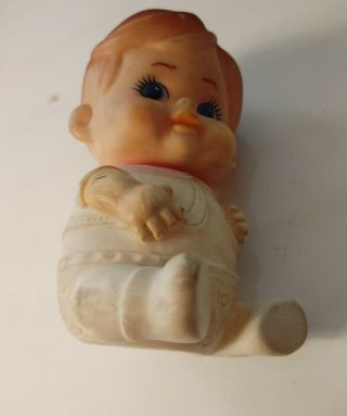Vintage 1968 Iwai Baby Boy Rubber Squeak Doll Toy Japan
