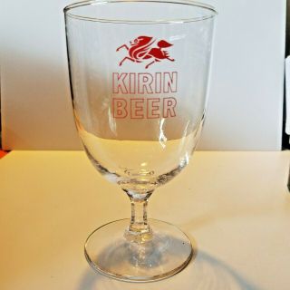 Kirin Beer 6 Sided Stemmed Beer Glasses 5 1/4 " Tall 8 Oz