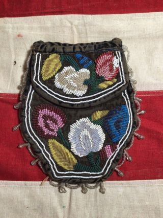 Vintage Native American Purse Bag Pouch With Beadwork