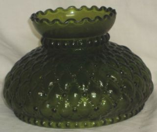 Nos Solid Green Diamond Quilted Lamp Shade Aladdin,  Rayo,  Coleman 6 " Fitter
