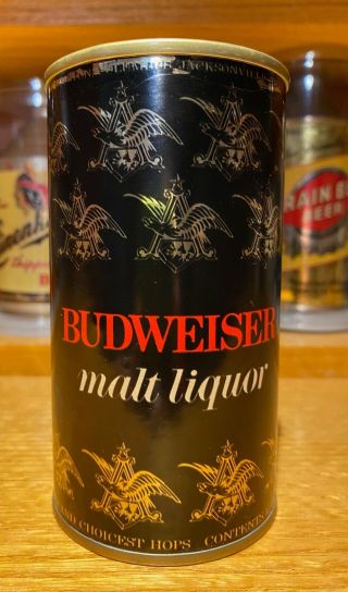 Budweiser Malt Liquor Foil Label Pull Tab Test Can - (black With 2 Rows Of Eagles