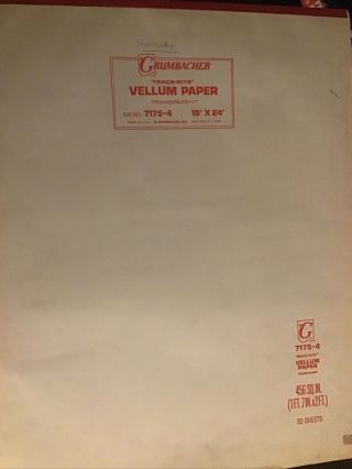 Vintage Grumbacher Trace - Rite Vellum Paper 19 X 24 Pad Cat.  Log No.  7175 - 4