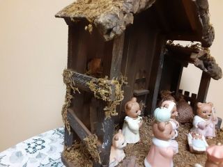 Vintage Teddy Bear Nativity Set HOMCO / Home Interiors 11 Piece & Manger 3
