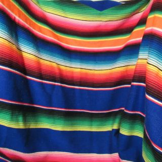 Serape Mexican Blanket Wool Woven & Fringe Bold Multi Color,  Large: L85 " X W60 "