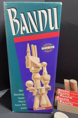Vintage Bandu Stacking Game Wooden Blocks Milton Bradley 1991 Complete