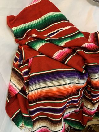 Huge Vintage Mexican Saltillo Serape Blanket Southwest Rug 60x85 Woven Serape