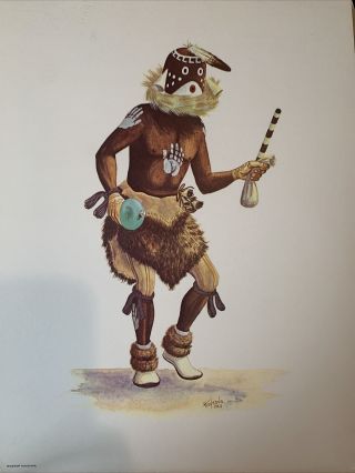 Native American Framed Print By Hopi Artist Hoyesva - Mastof Kachina - 1963
