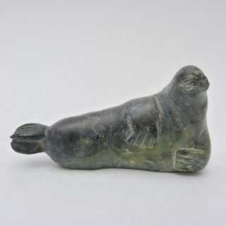 Vintage Inuit Stone Carving Of A Seal,  Signed