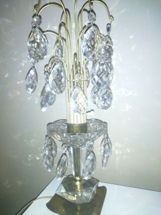 Vtg Exquisite Waterfall Lamp Austrian Lead Crystal Prism Lamp Hand Cut