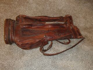 Leather Hand Crafted Indian Native American Art Golf Bag Vintage