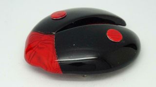 Vintage Lea Stein Paris Red & Black Ladybird Brooch Signed,  6.  5cm X 5.  3cm