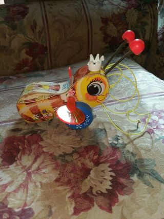 Vintage,  Fisher Price,  Queen Busy Bee Wood Pull Toy 444